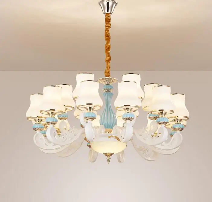 

European style chandelier living room lamp ceramic LED dining room simple European bedroom lamp modern simple atmosphere package