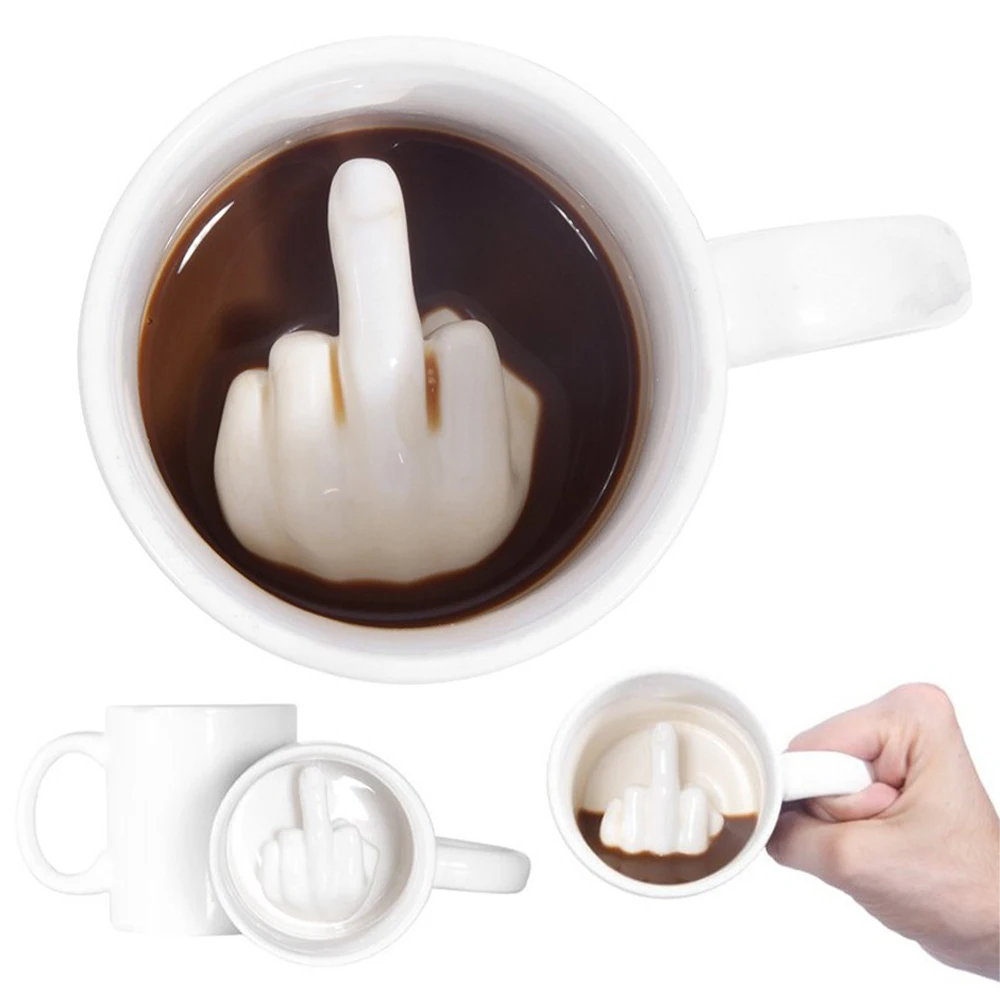 

Water Cup Creative Novelty Mug Creative Beer Mixing Coffee Mug Ceramic Water Cup for Funny Gift with Middle Finger