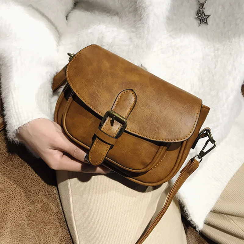 

Vintage Small Shoulder Crossbody Bags For Women 2021 PU Leather Women's Designer Solid Color Handbag Female Travel Messenger Bag