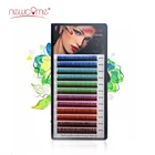 Ресницы NEWCOME радужные цветные ресницы, натуральные длинные мягкие ресницы ручной работы, корейские шелковые 3D индивидуальные цветные ресницы для наращивания