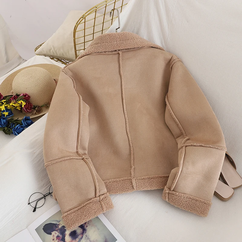 Элегантное пальто из искусственной овчины Женское искусственного меха уличная