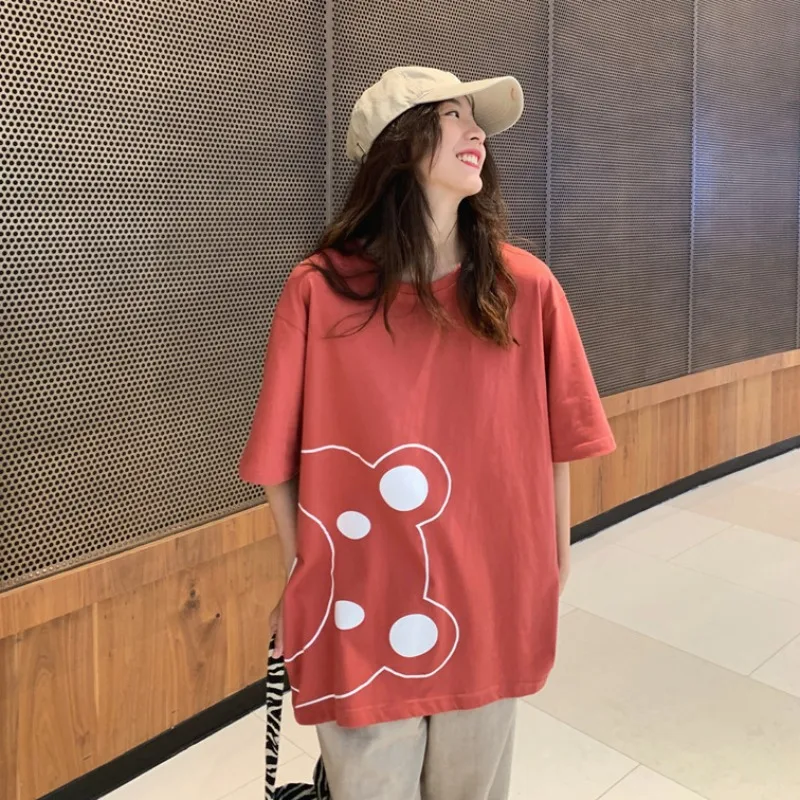 

Summer 2021new Loose and Cute All-Matching Lazy Style T-shirt Design Sense Niche Schoolgirl Short Sleeve Top