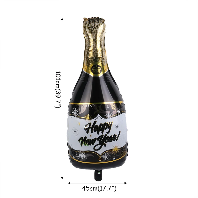 1pcs balloon Воздушные шары с Новым годом, Черное золото, бутылка вина, фольгированный шар, Рождественское украшение для дома, новогодняя фоторамка, реквизит - Цвет: 1pcs balloon