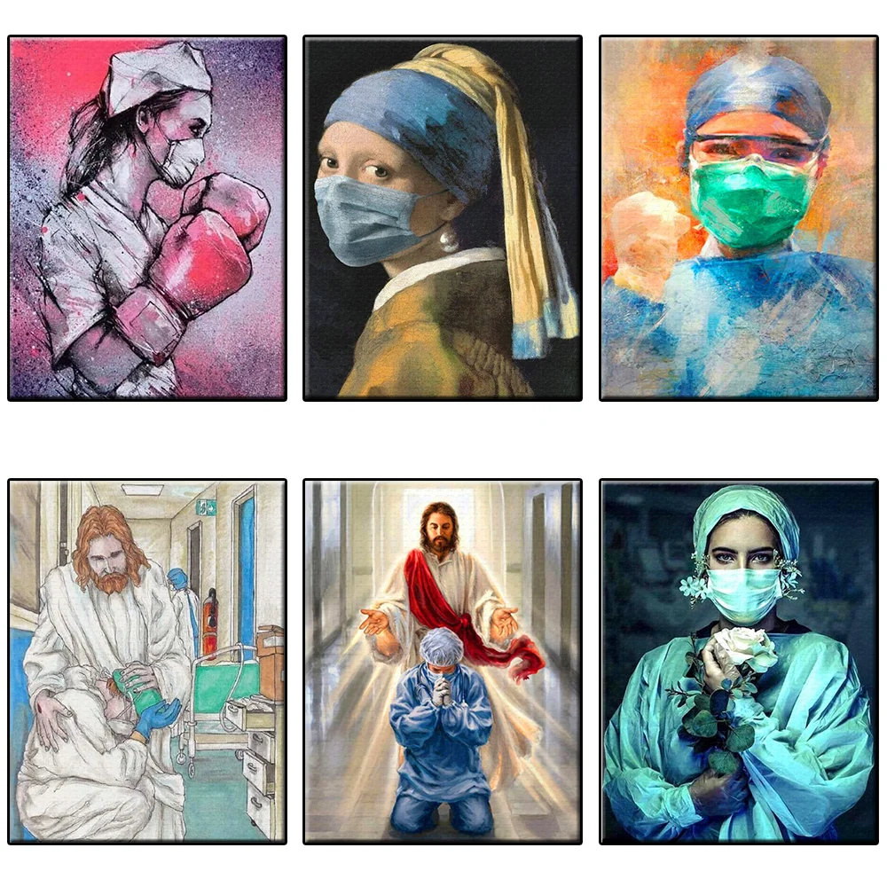 

Picture By Numbers Abstract Hero Doctor Drawing On Canvas HandPainted Art Kits DIY Oil Painting Angel In White Office Decor