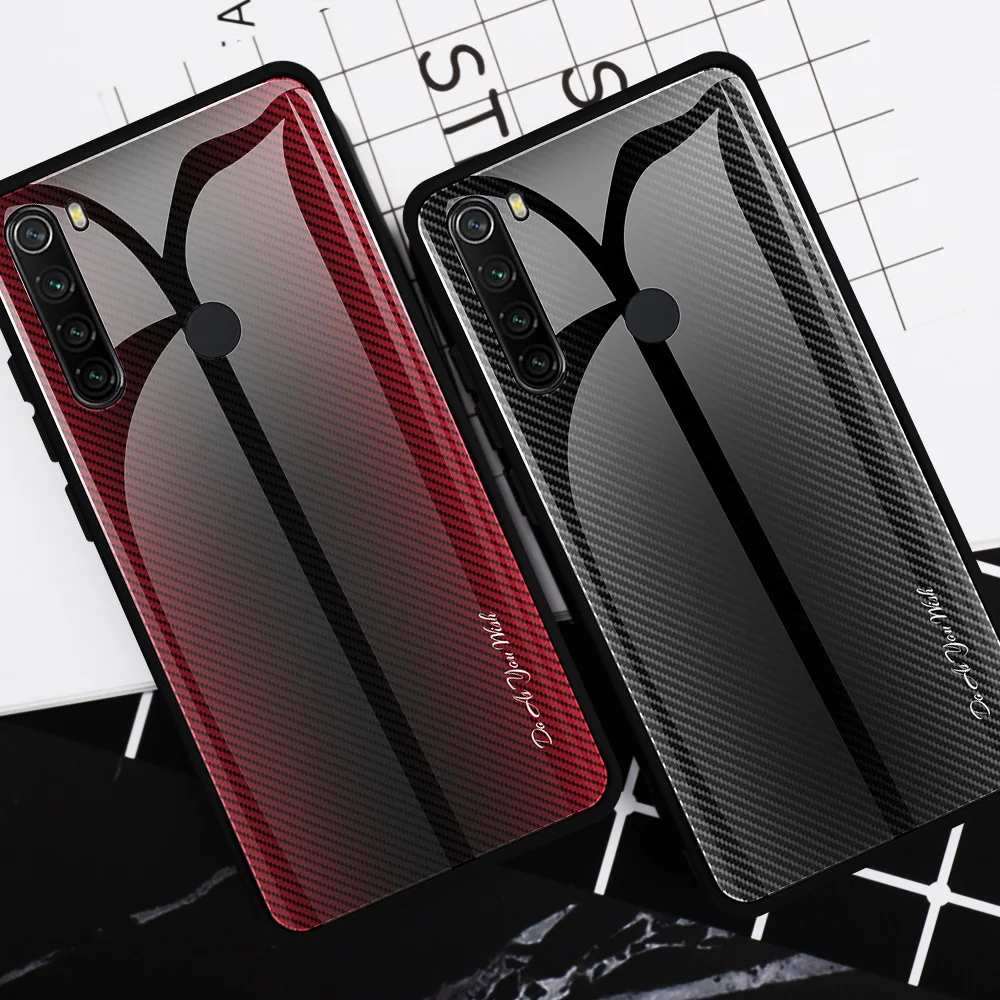 Чехол из закаленного стекла для Xiaomi Redmi Note 8, Ударопрочный Мягкий каркас, жесткая стеклянная задняя крышка для Xiaomi Redmi Note 8 Pro