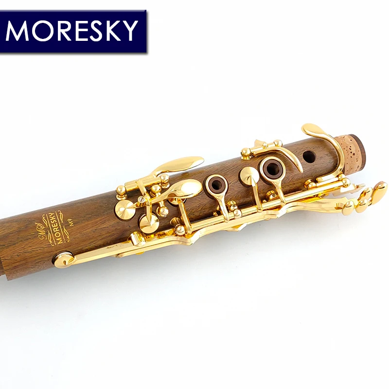 Профессиональный кларнет из древесины Кокоболо MORESKY до 18 клавиш с золотым