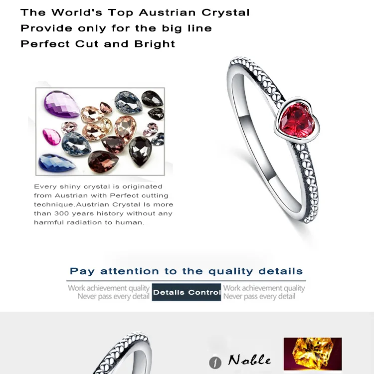 CodeMonkey Hot Sale 925 Sterling Color Love Heart Ring Stackable Ring with Purple Zircon for Women Wedding Jewelry R034