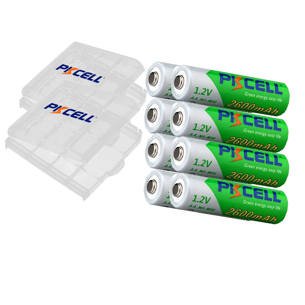 8 шт. AA батареи 2600 мАч Высокая емкость Предварительно заряженный Ni MH