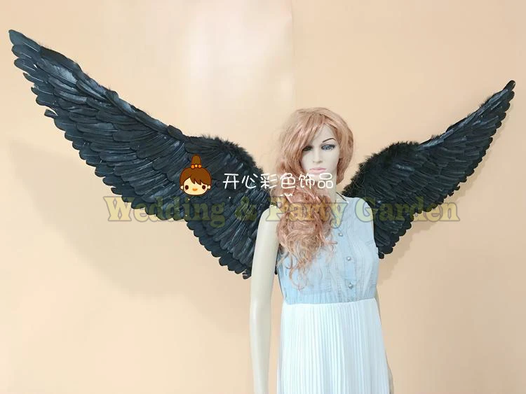 Оригинальные удивительные Белые Черные крылья с ангельскими перьями для косплея