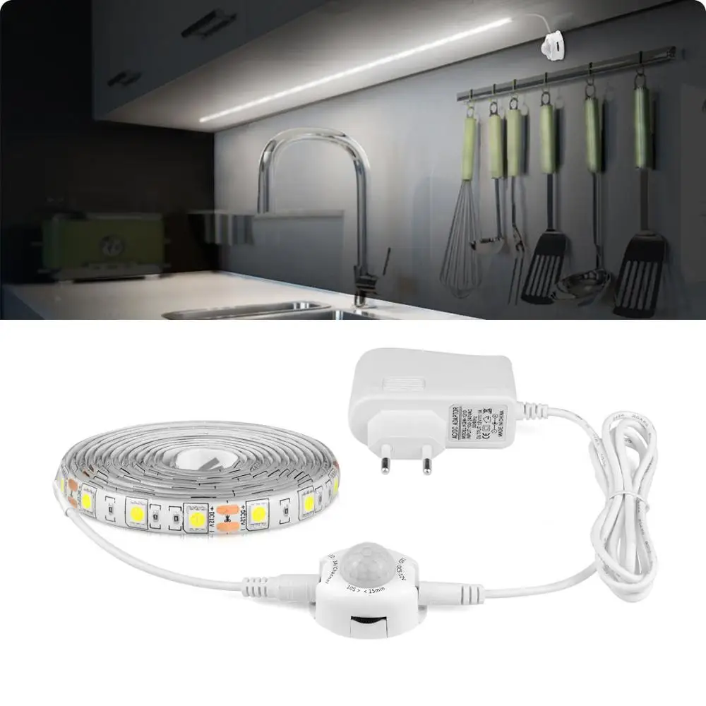 

Smart PIR Motion Sensor LED kitchen lamp Cocina light DC12V 2M 3M 4M Flexible luces led Tape Wardrobe Stair Bedroom home Decor