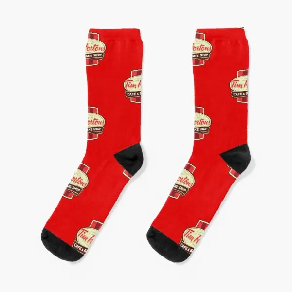 

Tim Hortons Canadian Coffee Chain Design Crew Socks Pattern Girls Black Autumn Cartoon Mens Winter Cotton Women Comfortable