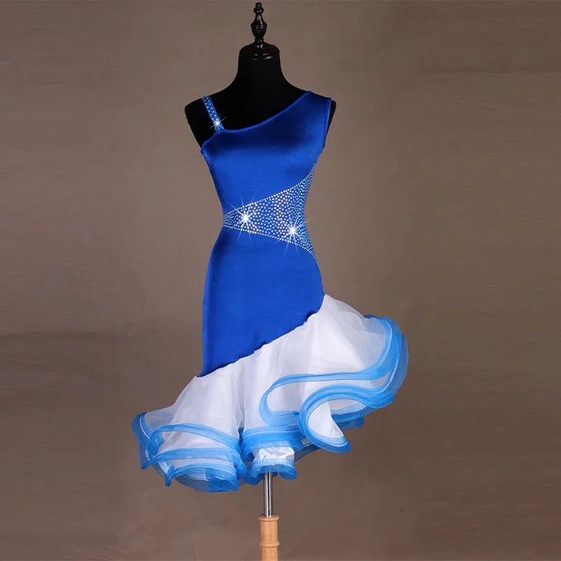 

Samba Latin Dance Dress Women Latino Dress Competition Flared Skirt Diamond
