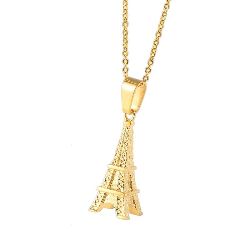 RIR крошечная Эйфелева башня Очаровательное ожерелье из нержавеющей стали Европа