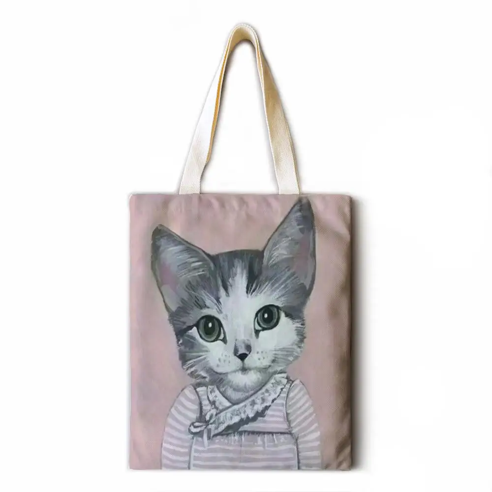 Mr. and Ms. Cat сумка для отдыха через одно плечо хозяйственная из хлопка и льна