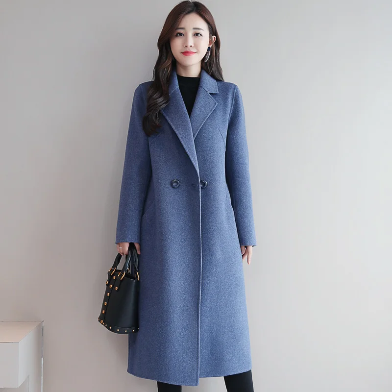 

2020 New Autumn And Winter Plus Size Woolen Coat Women's Fashion Mid-Length Over The Knee Loose Woolen Cloth Hepburn Coat Slim T