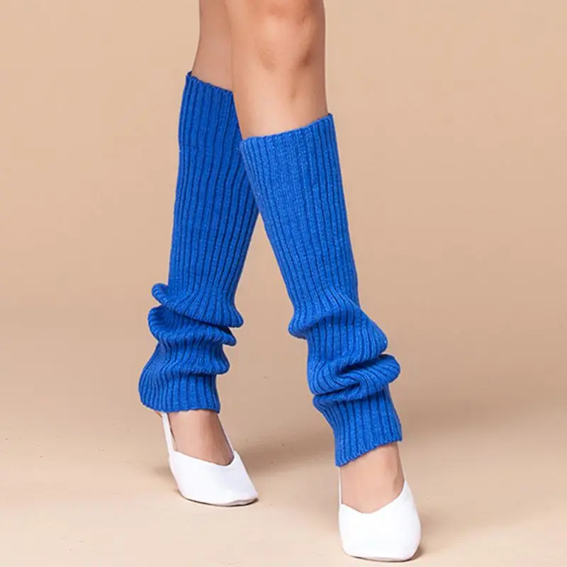 

Womens 80s Neon Fluorescent Ribbed Knit Crochet Leg Warmers Bright Solid Color Dance Yoga Long Footless Socks Party Accessories