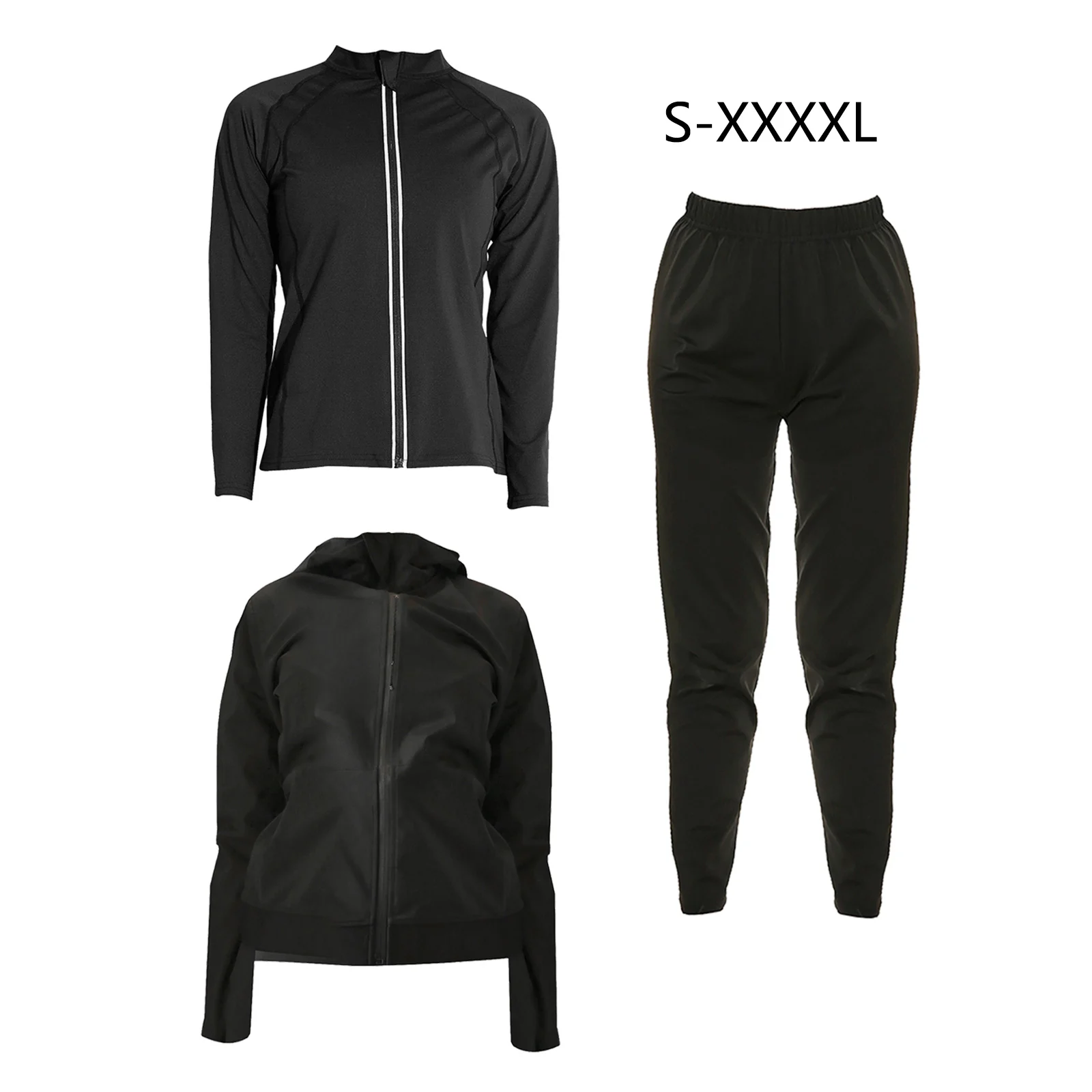 

Sauna Suit Hooded Sweat Shirt Long Sleeve Exercise Running Fat Burner Tops