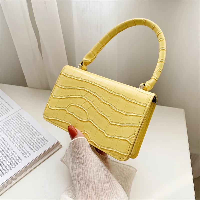 

Elegant Female Mini Tote bag 2021 New Quality Leather Women's Handbag Crocodile pattern Chain Shoulder Messenger Bag