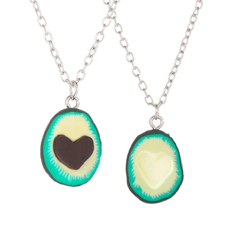 Модное ожерелье из авокадо и глины в форме сердца камень кулон цепочка для женщин