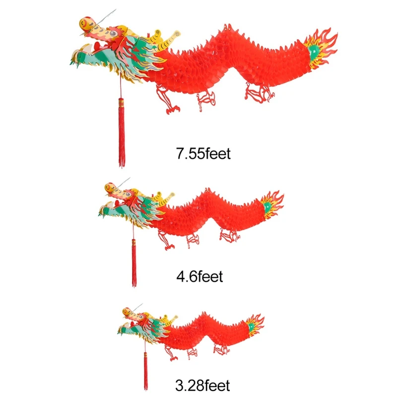 

3D Paper Dragon Hanging Decoration With Tassel Ornament For Chinese New Year Festive Party Decoration Supplies