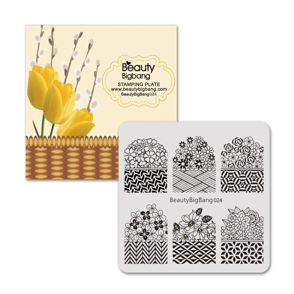 

BeautyBigBang Stainless Steel 6*6cm Stamping Plates For Nail Plaid Flower Pattern Nail Art Stamp Stencils Stamping Template