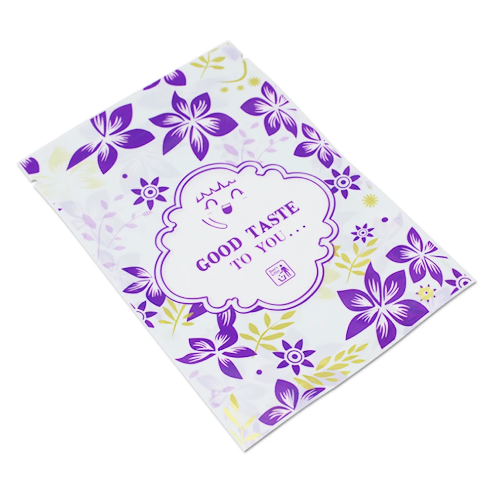 

100Pcs Zip Lock Plastic Bag with Flower Printed Clear Window Reclosabe Reusable Tear Notch Coffee Bean Food Storage Pouches
