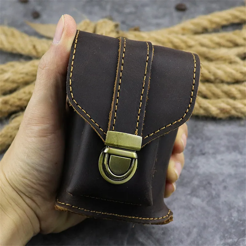 Поясная Сумка LEACOOL из натуральной кожи для мужчин кошелек на пояс чехол сигарет