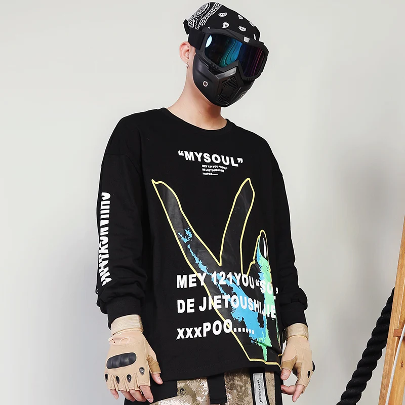 2019 хип хоп Толстовка пуловер для мужчин Harajuku уличная печать пальцев модная