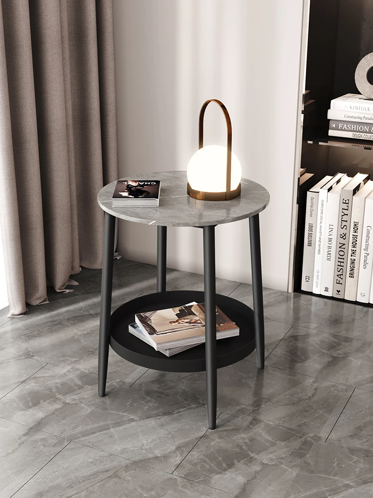 

zq Nordic Light Luxury Living Room Storage Rack Modern Minimalist Storage Rack Home Small round Table