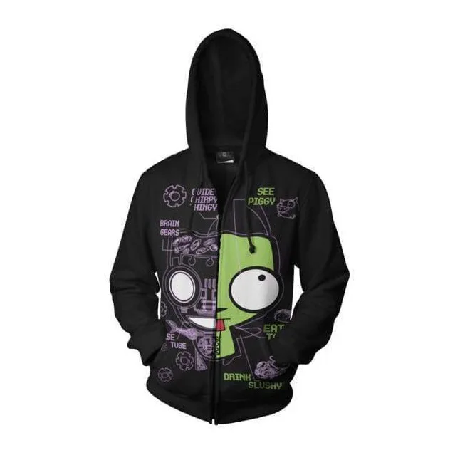 

Anime Invader Alien Zim Hoodie Cosplay Movie Hoodie Sweatshirts 3D Men New