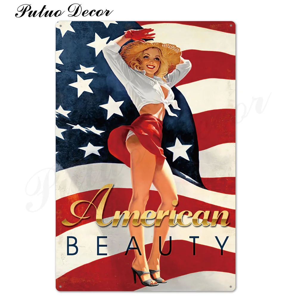 TH2021 Pin Up Girl Оловянная табличка металлическая винтажная Сексуальная металлическая вывеска Настенный декор для бара паба клуба человек пещера значки в стиле ретро металлическая живопись - Цвет: TH2021