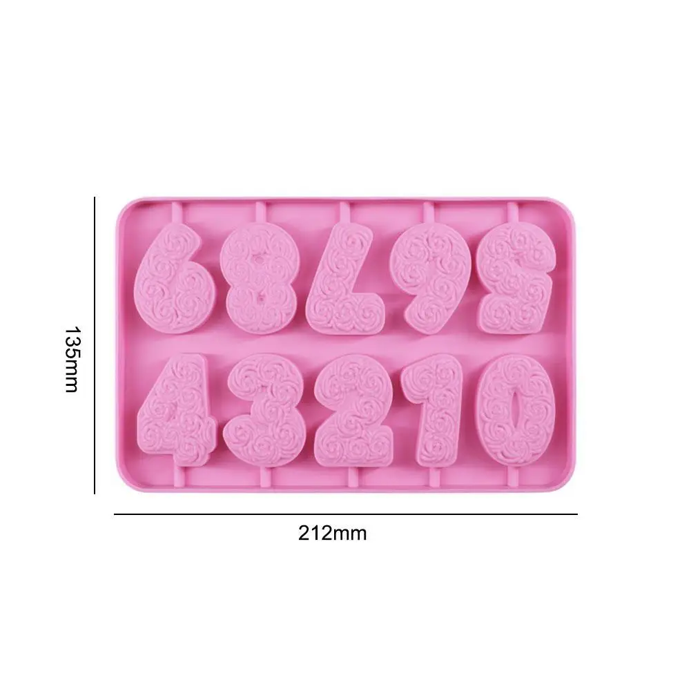 

DIY 0~9 Number Silicone Mold Rose Candle Birthday Cake Number Biscuit Resistant Shape Silicone Lollipop Mold Chocolate Heat J4Q9