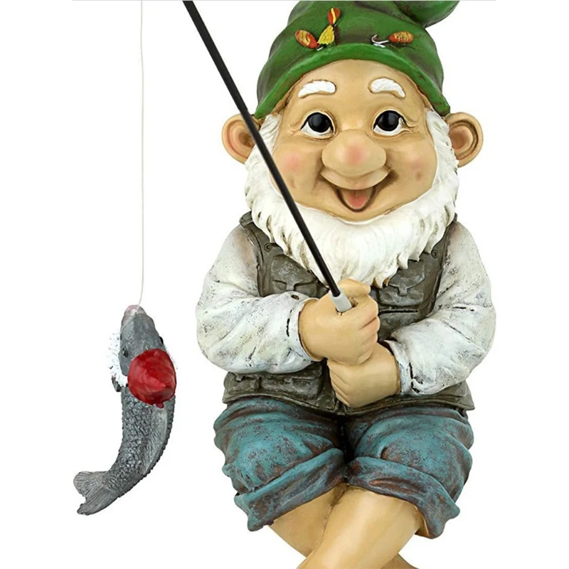 

Garden Gnome Statue Resin Fishing Dwarf Elf Figurines Yard Front Porch Outdoor Ornaments Villa Home Decoration