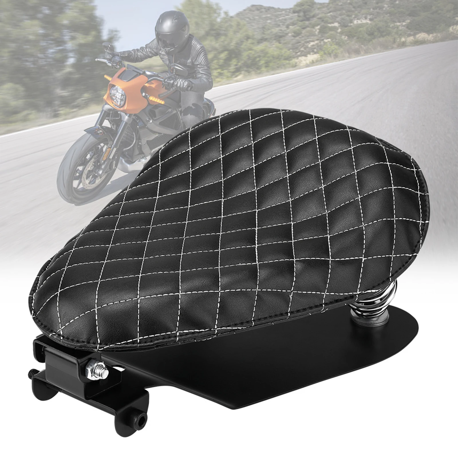 

KEMIMOTO New Motorcycle Solo Seat Spring Base Plate for Sportster 883 Dyna Bobber Chopper Black Leather Steel Springs Custom