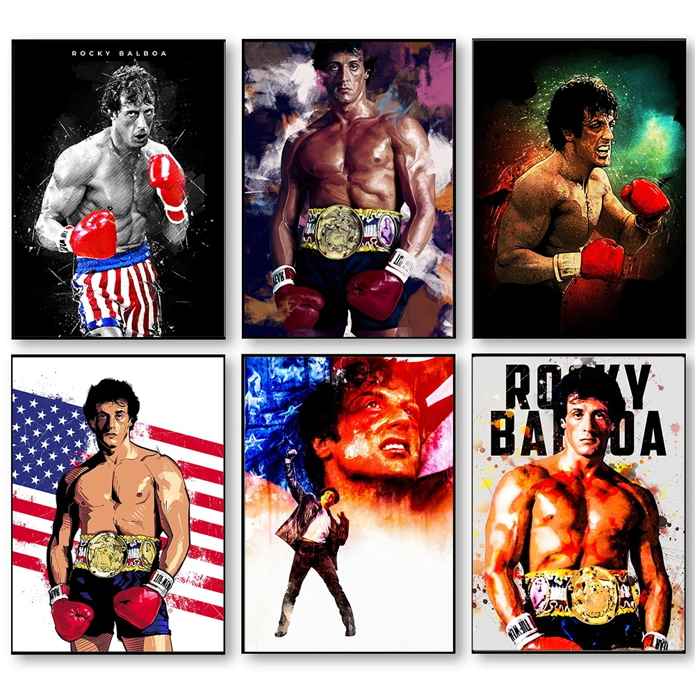 

Watercolor Abstract Rocky Balboa Boxing Bodybuilding Canvas Painting Posters Prints Wall Art Motivational Picture Home Decor