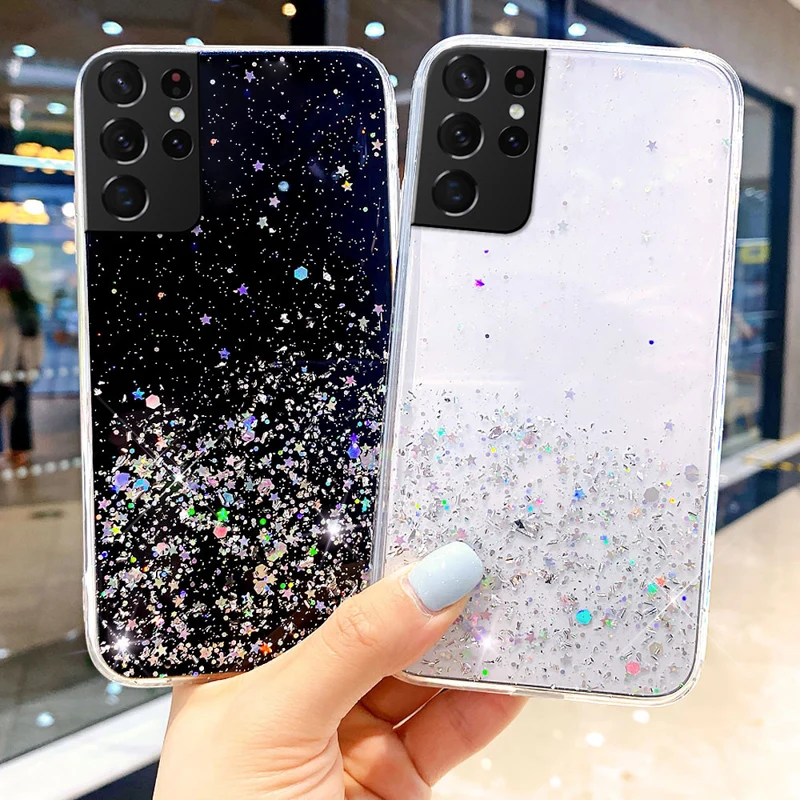 

Silicon Case For Samsung Galaxy S21 Ultra Cases Glitter Epoxy Fundas Samsung S20 FE S10 Plus S10e Lite S8 S9 S 21 20 S20Fe Cover