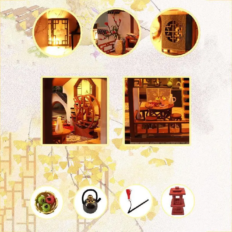 

DIY doll house Zhaohuaxi pick up assembled educational toys birthday Christmas gift creative model ornaments wooden toys