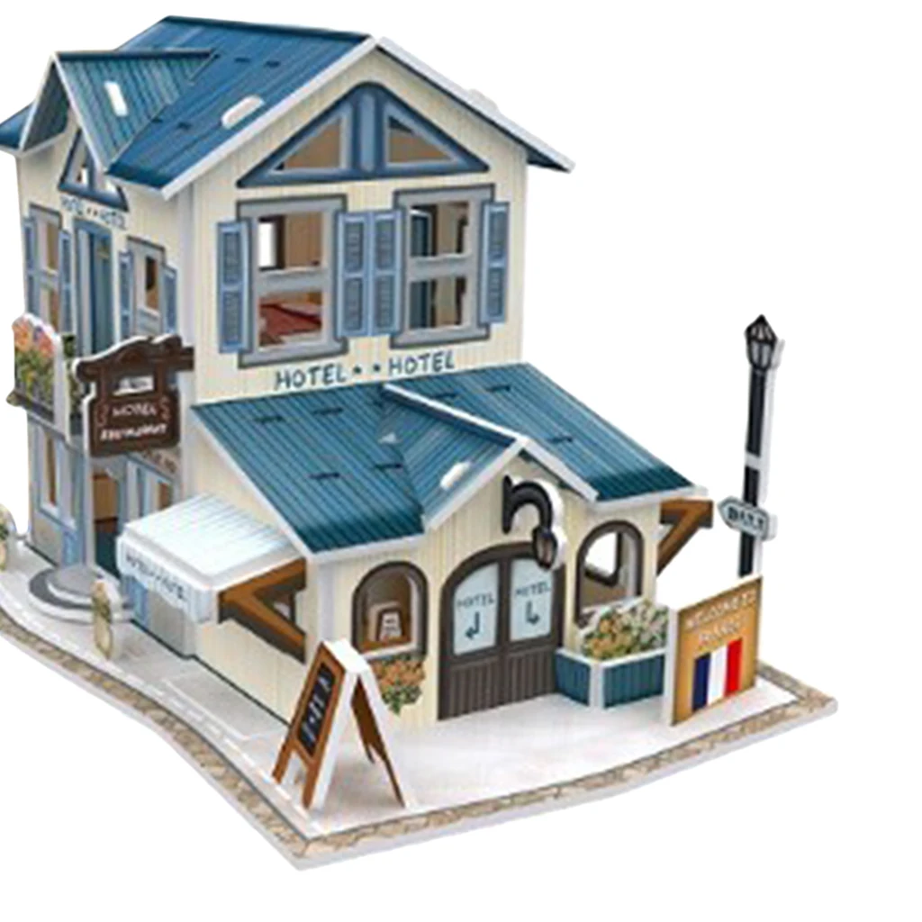 

3D DIY 1:24 Scale Dollhouse with Furniture Handmade Mini Puzzle Toy - Hotel