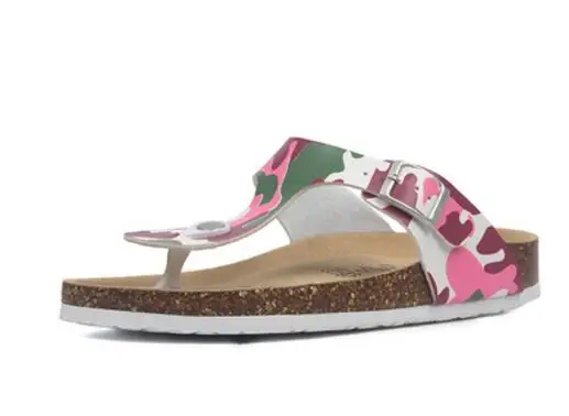 pink Camouflage Черные/Серебристые блестящие пробковые сандалии г. Женские летние пляжные шлепанцы въетнамки, расшитые блестками сандалии на плоской подошве размера плюс 45 c464 - Цвет: pink Camouflage