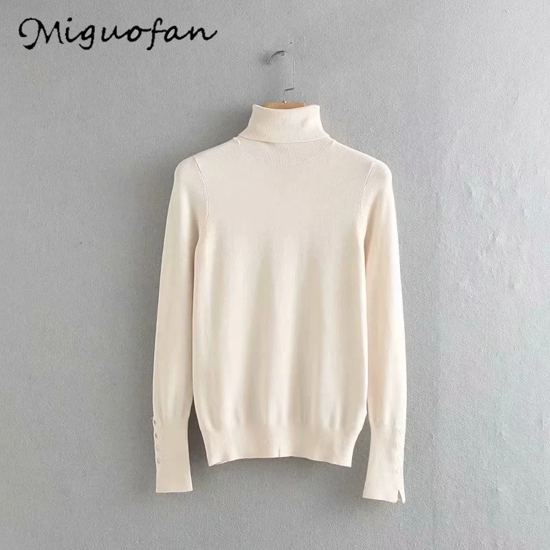 Miguofan женские свитера водолазка вязаный джемпер свитер с длинным рукавом