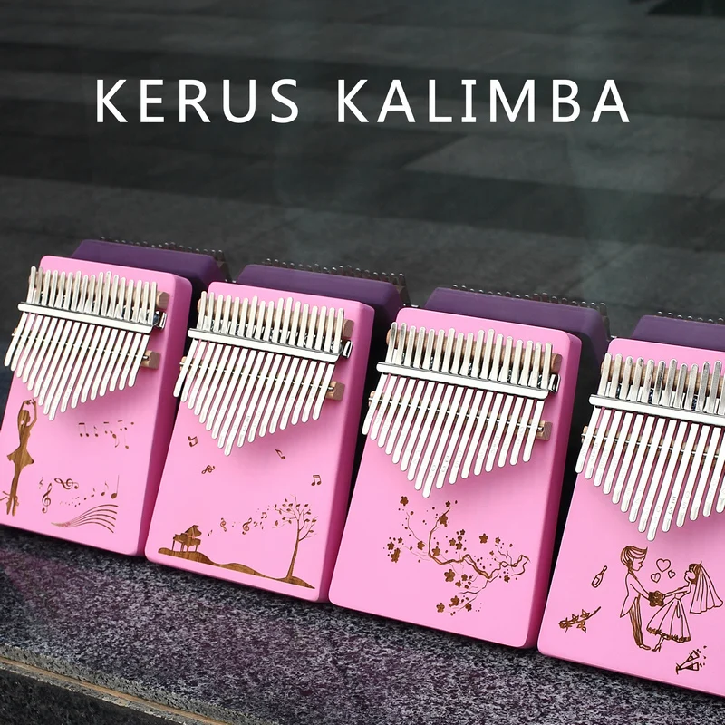 KERUS Pink Kalimba большой палец пианино 17 клавиш портативный Mbira подарки для детей и