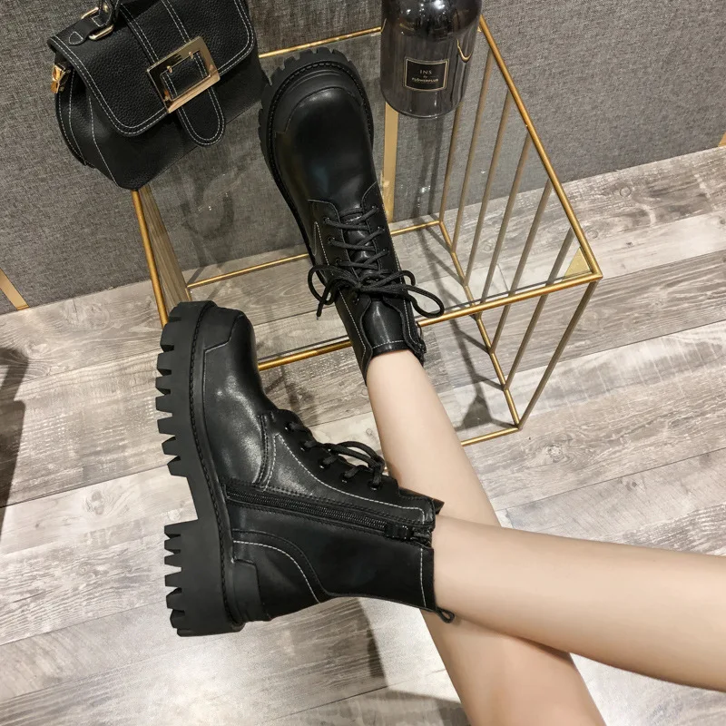 Ботинки Martin в британском стиле новинка Осень-зима с круглым носком на толстой