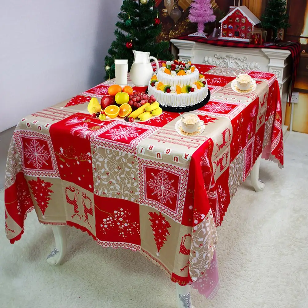 Рождественская скатерть принт носок для Санты 150*200 см водонепроницаемая