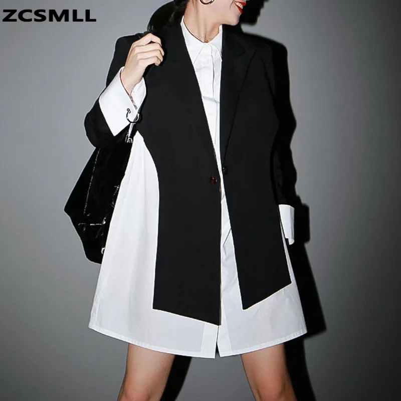 

Blazers 2021 Autumn New Cool Cross Design Sexy Midriff Outfit Long Back Short Suit Jacket Plus Size Clothing for Women
