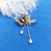 oi newest fashion crystal butterflies brooch copper corsage for women girls wedding party accessories gift luxury butterfly pins