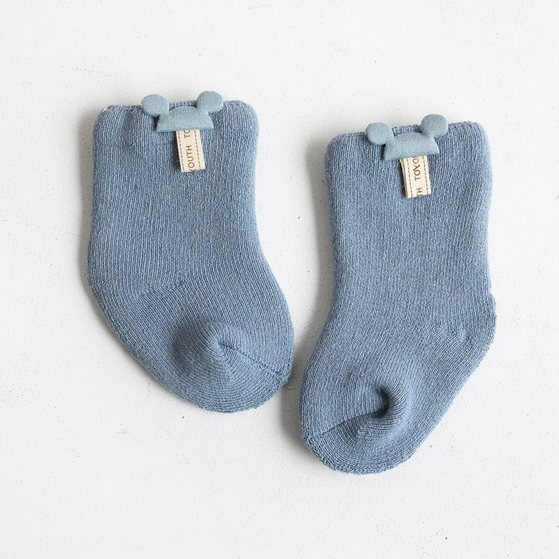 Oto&ntilde;o calcetines de beb&eacute; de invierno de algod&oacute;n grueso c&aacute;lido dise&ntilde;o de rat&oacute;n medias de Color s&oacute;lido para beb&eacute; ni&ntilde;o Calcetines 0-3Y-4
