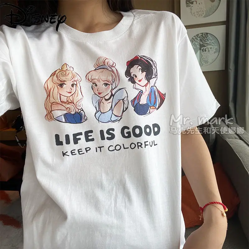 

Disney Fashion Ladies Cute Cartoon Print Casual Short-sleeved Simple Loose Comfortable Fresh All-match T-shirt