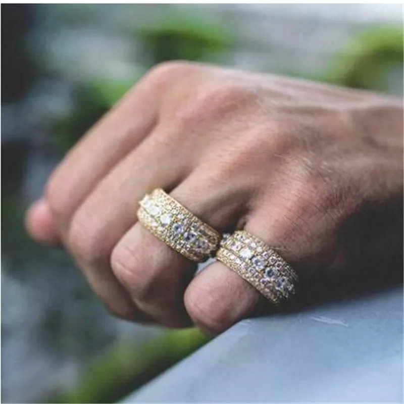 5 ряд теннис Iced Out Bling Full CZ Charm Hollow Tready медь кубический цирконий кольцо для мужчин