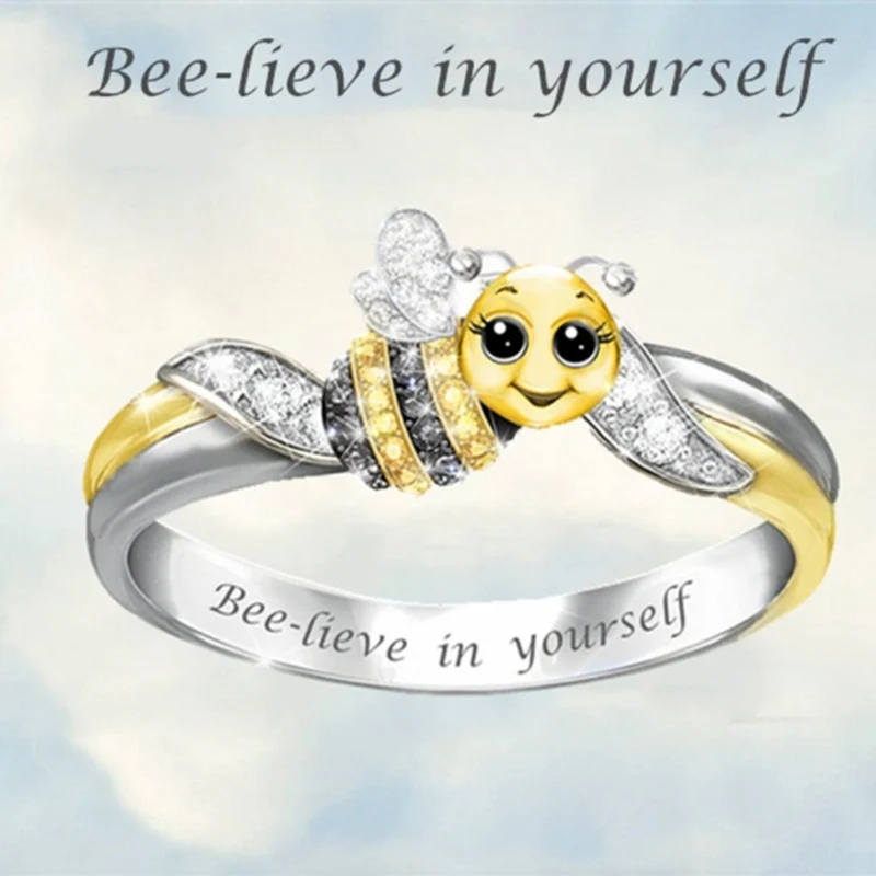 Изысканное кольцо Bee Lieve In Yourself милые украшения для свадебвечерние НКИ|Кольца