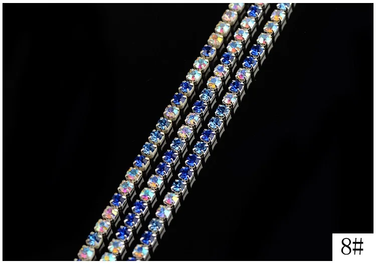 royal blue blue AB Новое поступление 5 ярдов/сумка разных цветов AB 2 мм-3 мм Серебряная Базовая цепочка со стразами шляпа своими руками/сумки/аксессуары для одежды - Цвет: royal blue blue AB